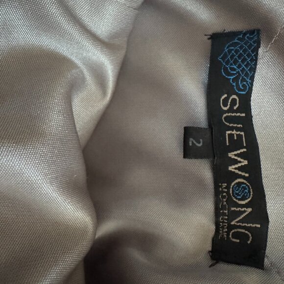 Sue Wong Bead and Feather Drop-Waist Floor-Length Gown - Black - Size 2 - Picture 3 of 6